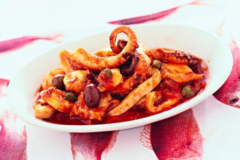 Polpo in umido con olive