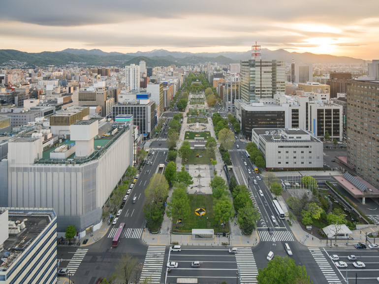 Cityscape of Sapporo at odori Park, Hokkaido, Japan