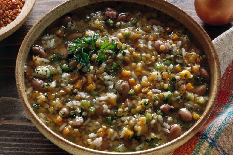 Minestra di riso e lenticchie