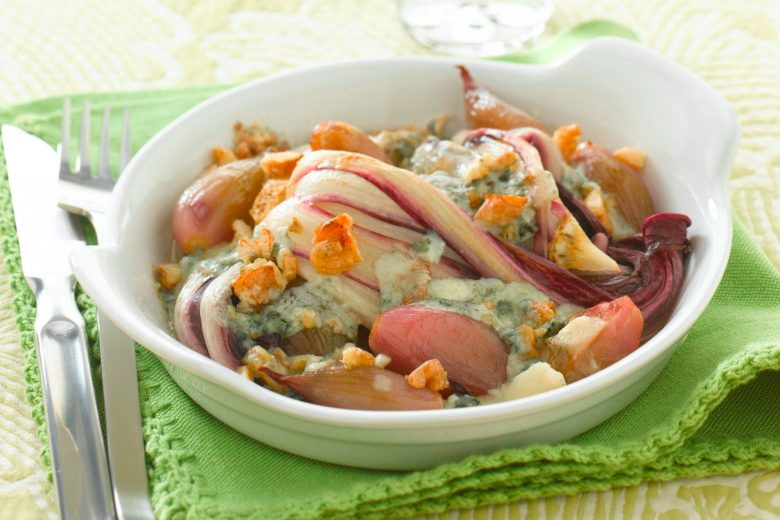 Radicchio gratinato al forno con scalogno