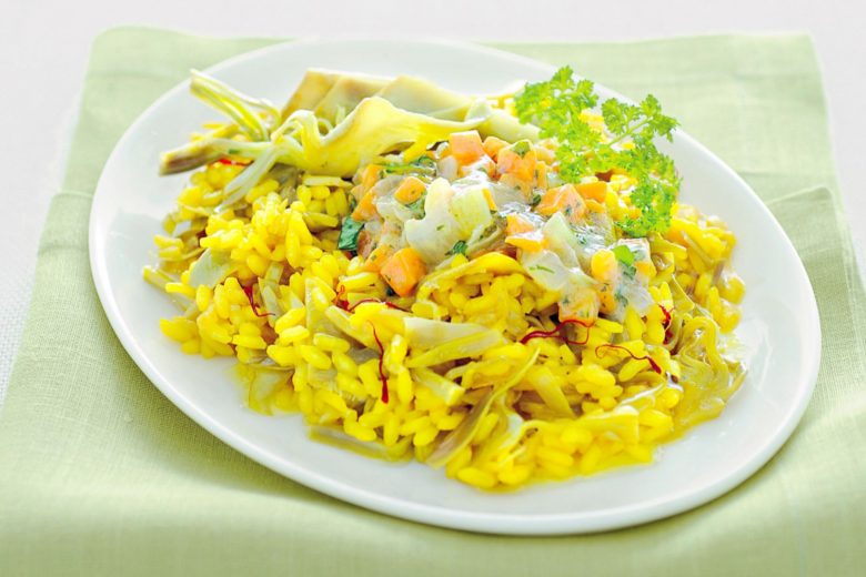 Risotto ai carciofi e zafferano con gremolada