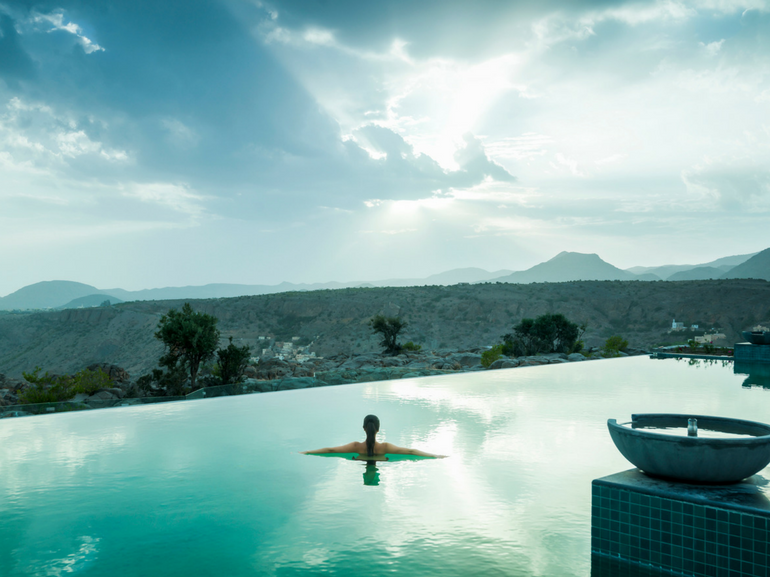 Viaggio in Oman Piscina Anantara Al Jabal Al Akhdar Hotel con Spa meravigliosa