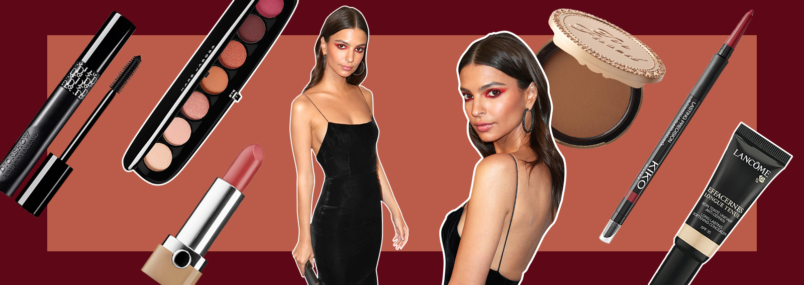 emily ratajkowski copia il trucco intenso nei toni caldi on labbra nude collage_desktop