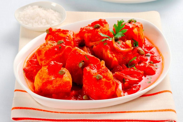 Merluzzo fritto al pomodoro
