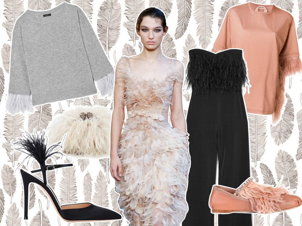abiti eleganti con piume