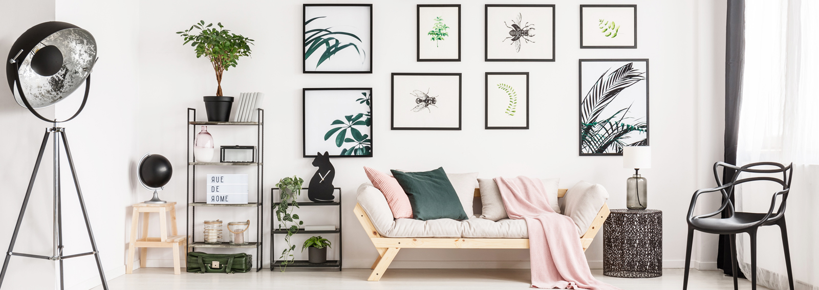 Living room with metal chair