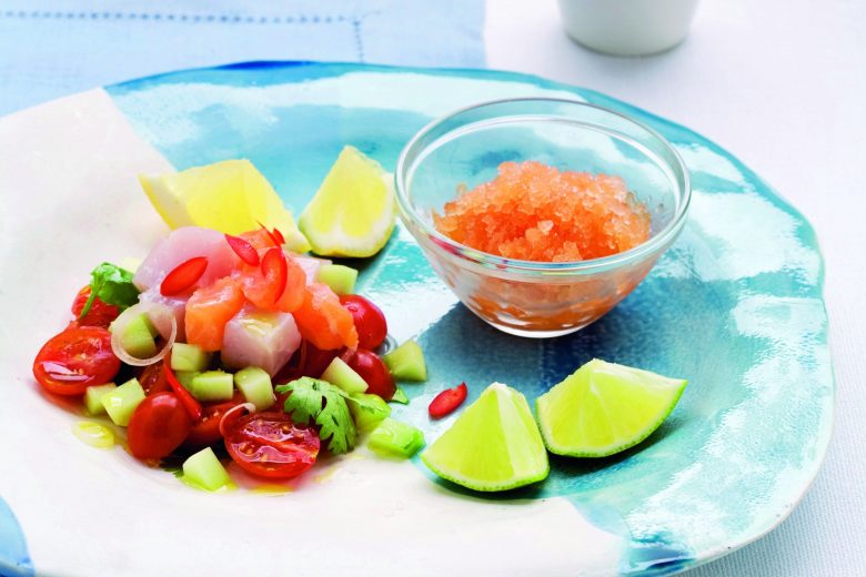 Sorbetto con civiche di pesce