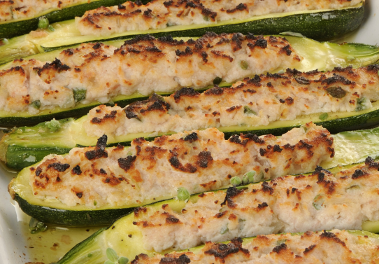 Zucchine ripiene di tonno al forno