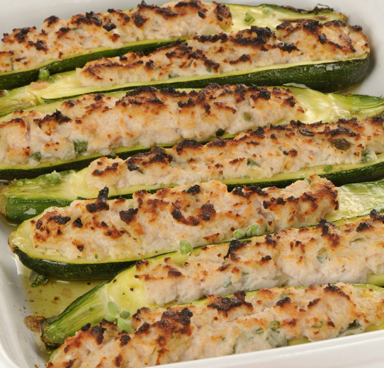 Zucchine ripiene di tonno al forno