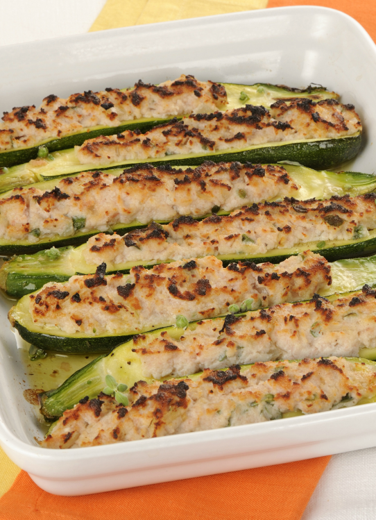 Zucchine ripiene di tonno al forno