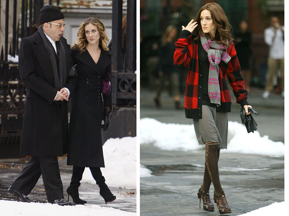 carre bradshaw stile tacchi-neve-sandali-calzini