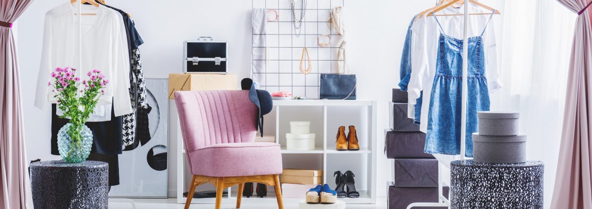 Pink chair in dressing room