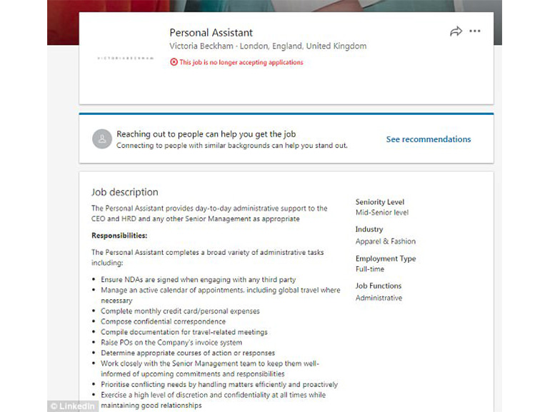 victoria beckham linkedin