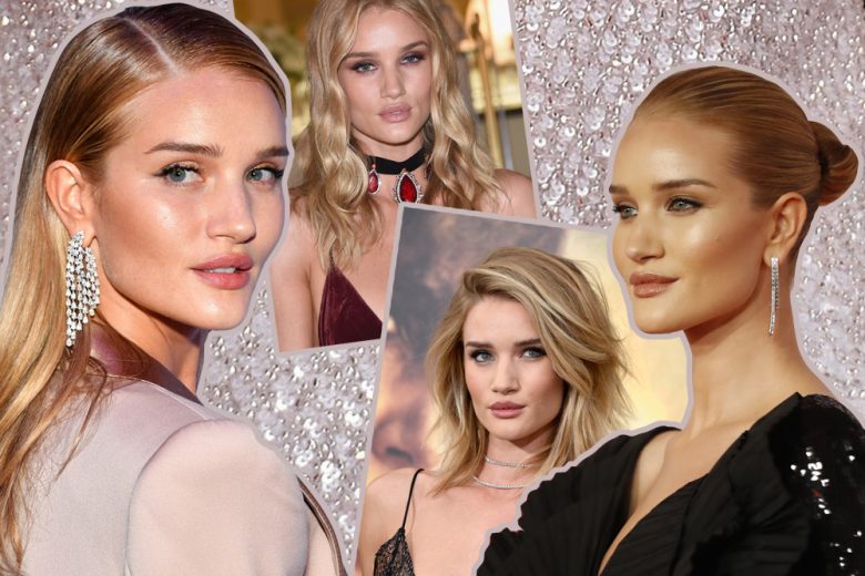 Rosie Huntington-Whiteley beauty look: make up e capelli della modella