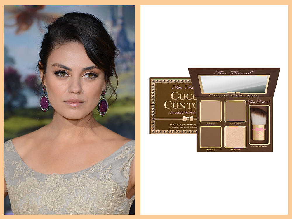 contouring-viso-tondo-too-faced-cocoa-contour-Mila-Kunis