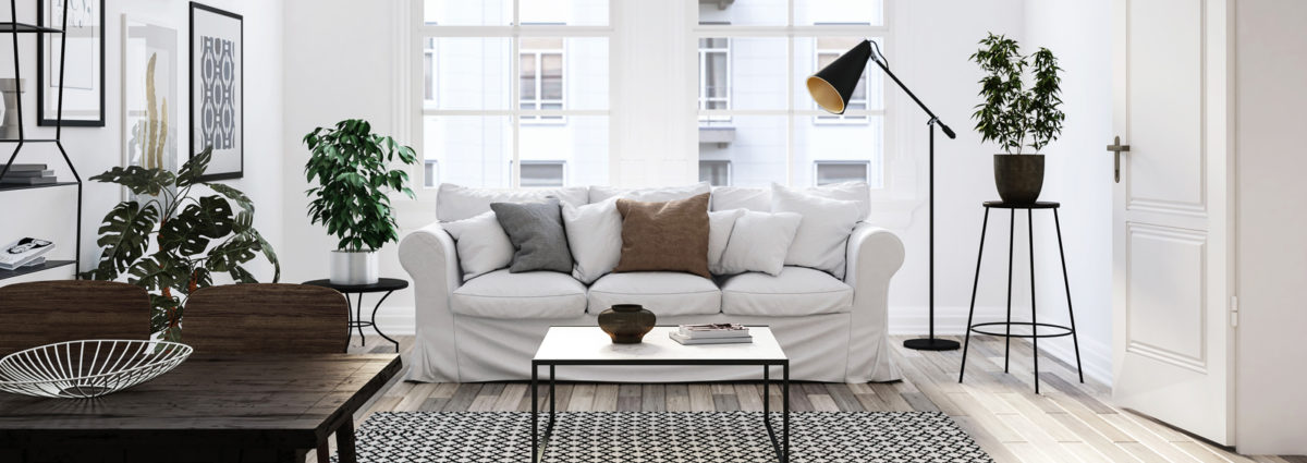 Modern scandinavian living room interior - 3d render