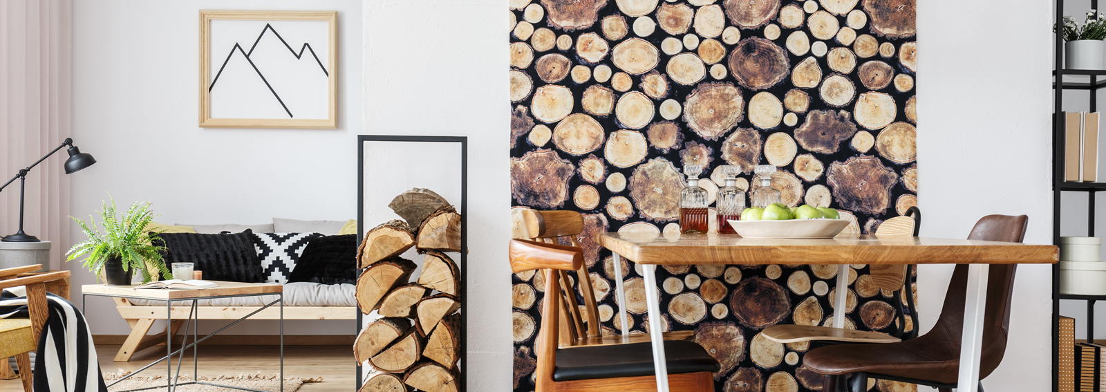 Rustic apartment with table and sofa