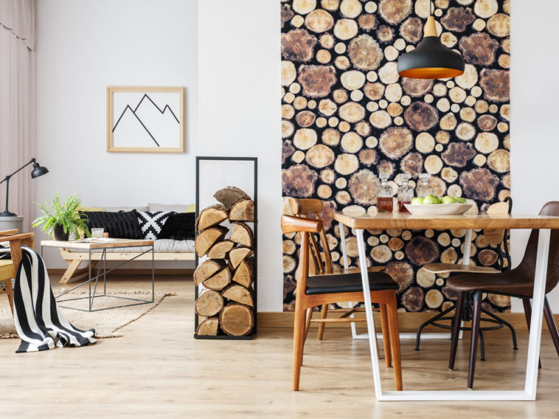 Rustic apartment with table and sofa