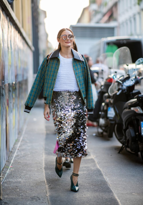 Olivia Palermo: il look con bomber e paillettes da copiare