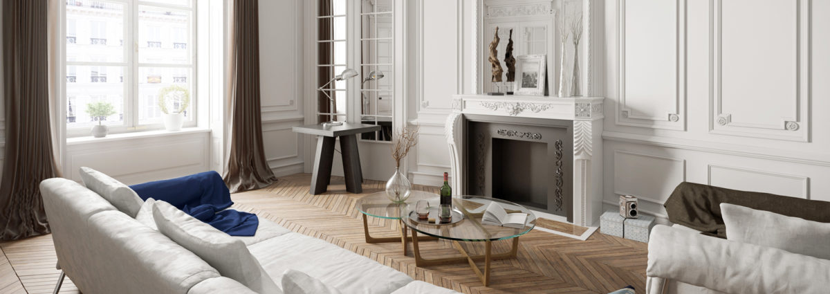 Victorian style living room with modern furniture