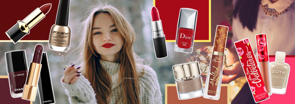 come abbinare smalto e rossetto per Natale