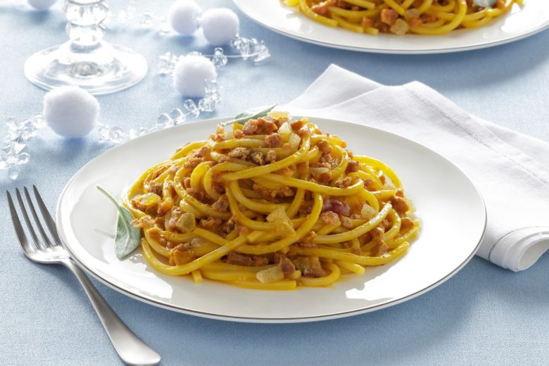 Pasta al cotechino e crema di zucca