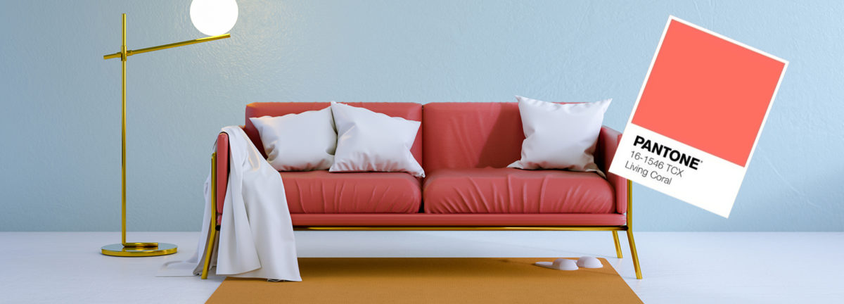 minimalist living room ,red sofa on white flooring and blue wall.3d render