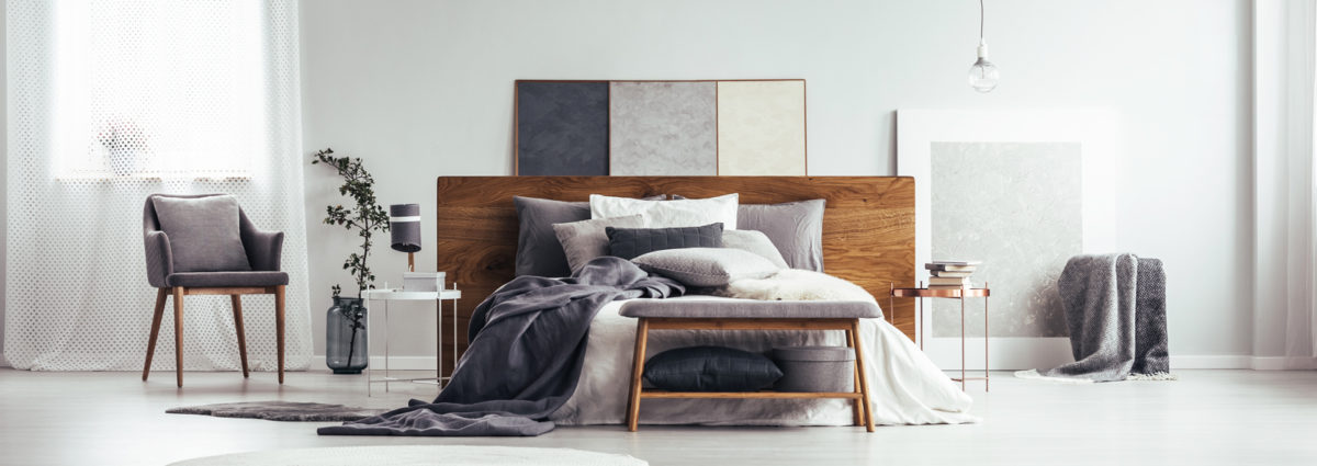 Window and paintings in bedroom