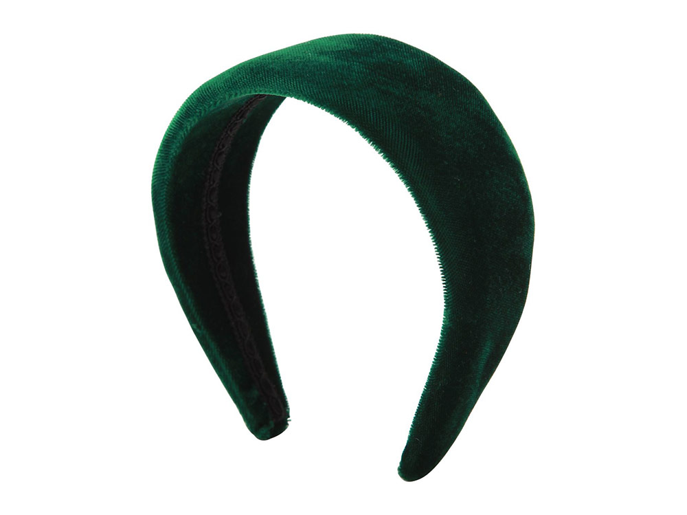 Cerchietto Donna Axy Vintage Con Nodo E Rivestimento In Raso Verde: Accessorio Capelli Elegante E Realizzato A Mano, Larghezza 4 Cm