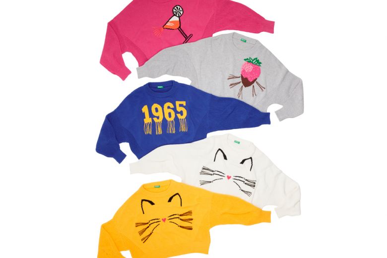 I pullover tricot di Benetton sono ultra pop e in stile manga