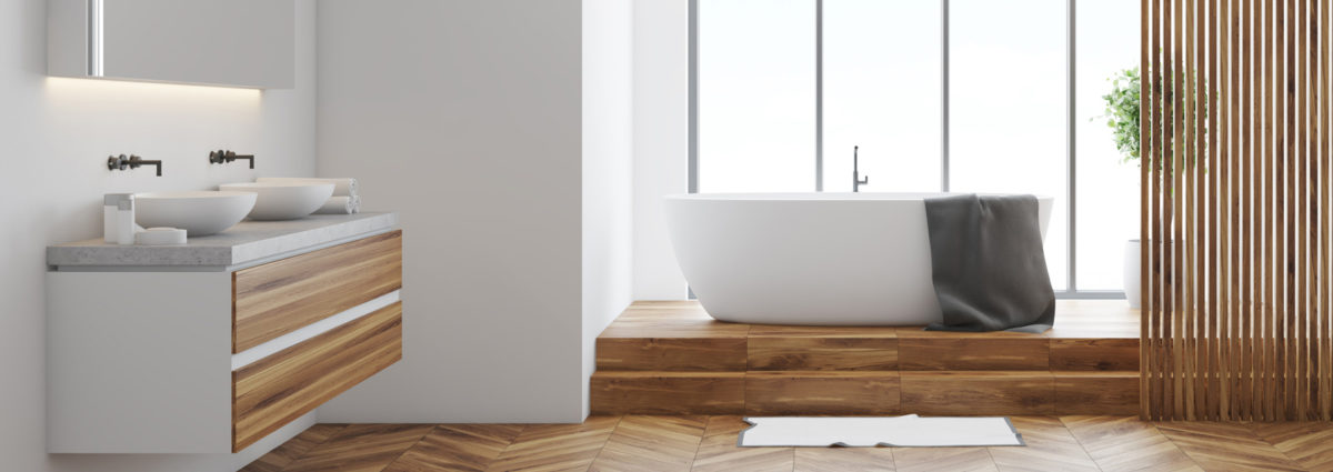 Tiled and white bathroom