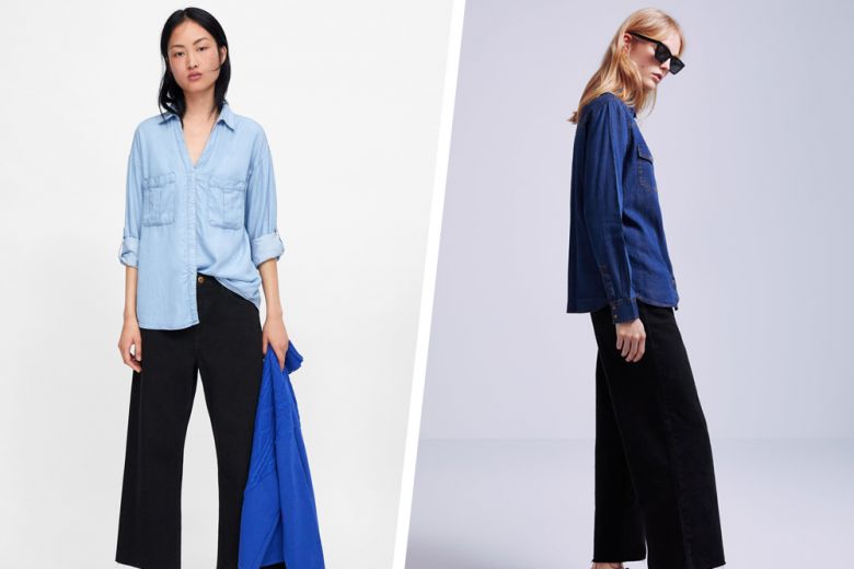 Camicia di jeans + pantaloni neri: la combo perfetta da provare (in 5 varianti diverse)