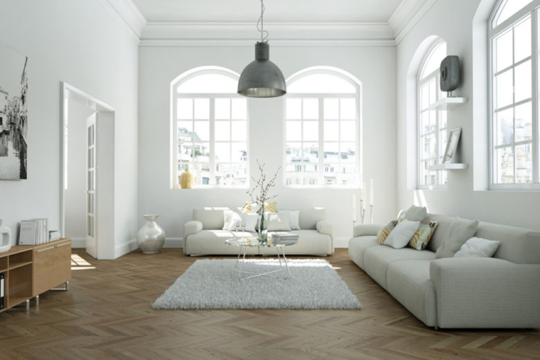 Come arredare un soggiorno moderno total white