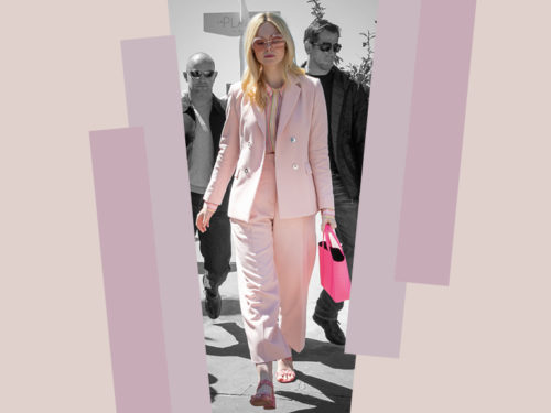 Il tailleur pantalone è un must di stagione anche per Elle Fanning