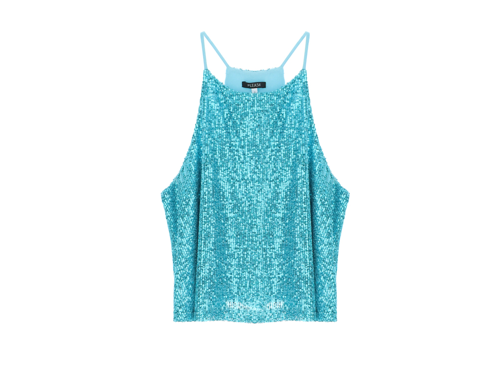 PLEASE top sagomato in paillettes prezzo al pubblico euro 69