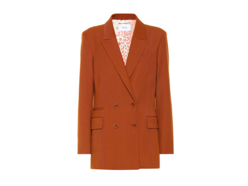 Olivia Palermo e il suo look con blazer e gonna color ruggine