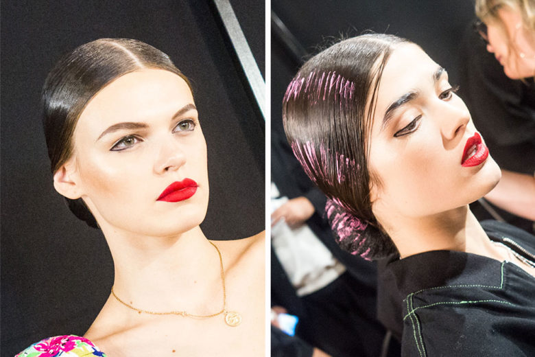 Geometrie stile Picasso nel backstage beauty di Moschino PE 2020