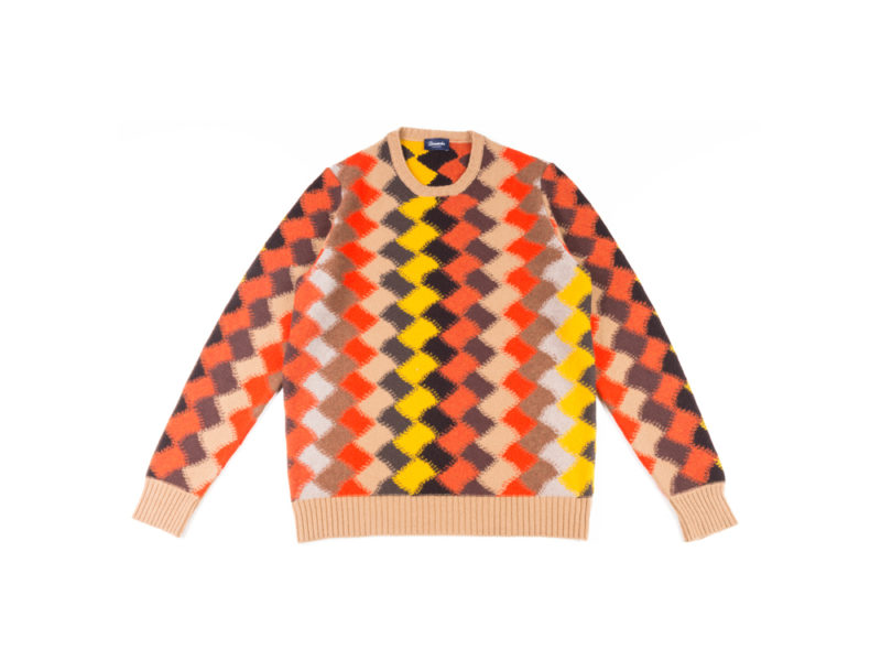 DRUMOHR_D8W103IN_Maglia-girocollo-in-lana-caratterizzato-disegno-intarsia-all-over-in-9-diverse-tonalità