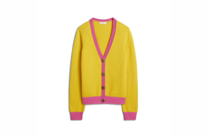 TB Color-Block Cashmere Cardigan 57428 in Lemon Drop – Pink Fire