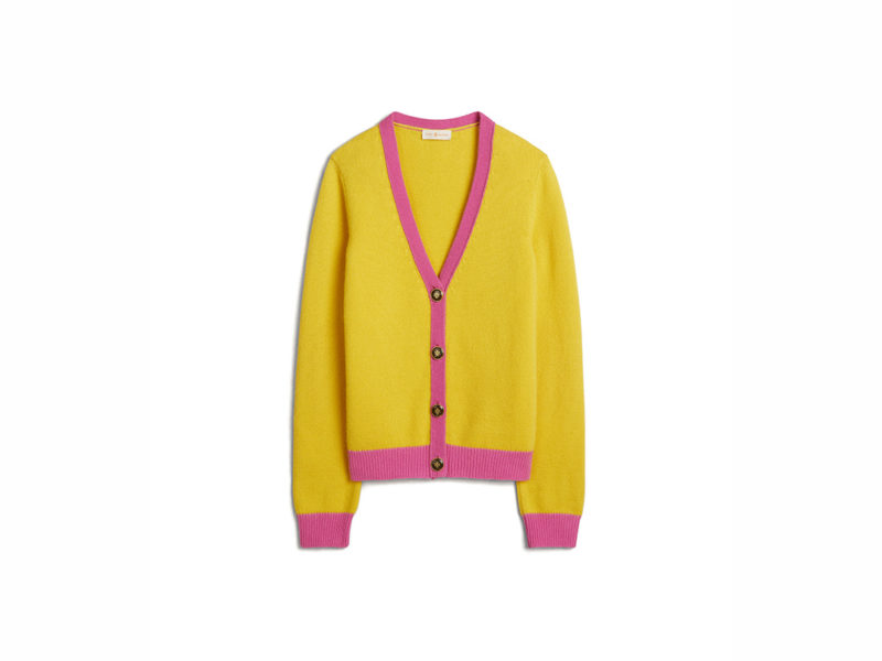 TB Color-Block Cashmere Cardigan 57428 in Lemon Drop – Pink Fire