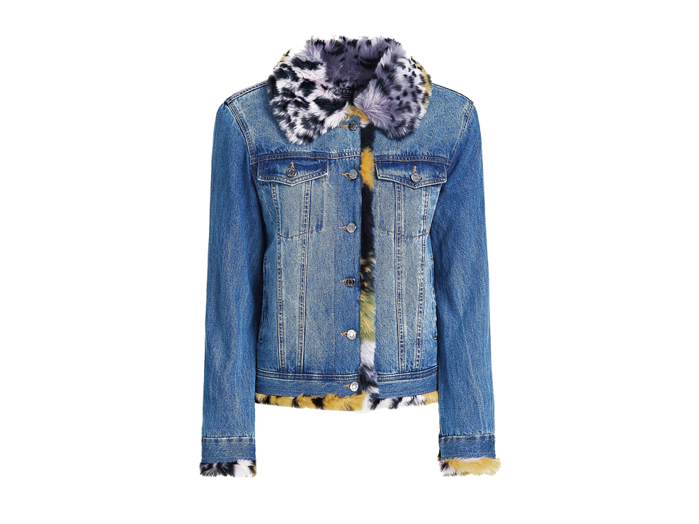 GUESS-Giacca-in-denim-con-pelliccia-sintetica