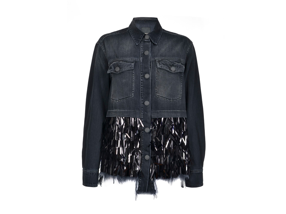 PINKO-Giacca-di-jeans-con-paillettes-verticali