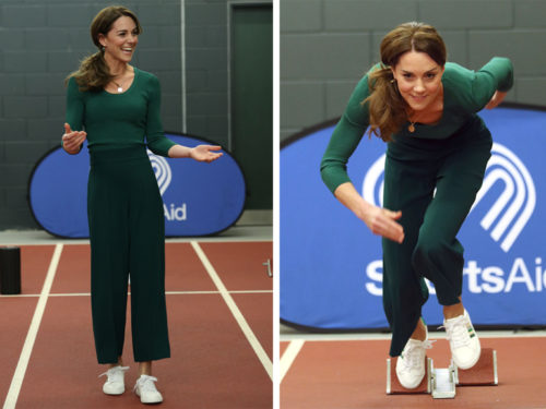 Kate Middleton: il look low cost con pantaloni Zara e maglia Mango