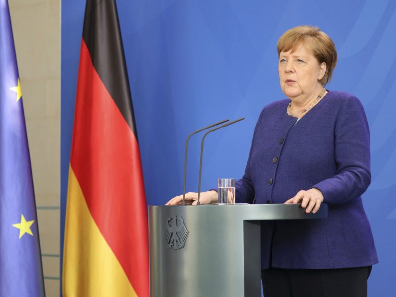 Merkel Speaks To Media Following Videoconference With Financial Institutions