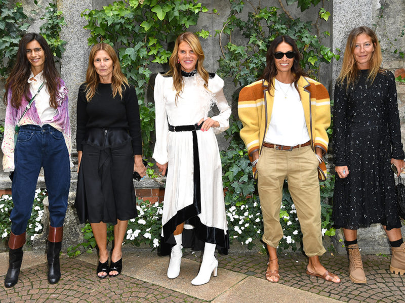 Chiara-Totire,-Sissy-Vian,-Anna-Dello-Russo,-Viviana-Volpicella-and-Aurora-Sansone-seen-arriving-at-the-Philosophy