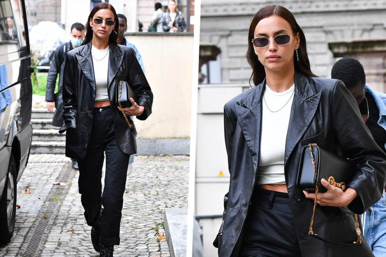 Come indossare il blazer di pelle? Irina Shayk docet!