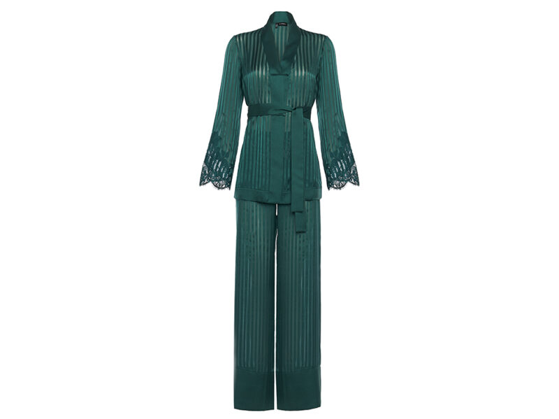La-Perla-‘FALL-IN-LOVE’-Pyjamas-in-green-silk-with-Leavers-lace 