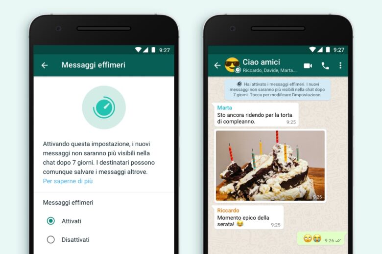 Whatsapp: se avete poco spazio in memoria provate i messaggi effimeri, spariscono dopo 7 giorni