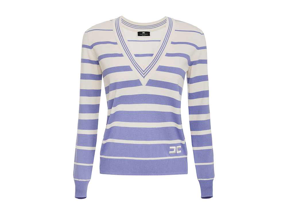 elisabetta-franchi-pullover-con-scollo-a-v-bianco-e-lilla