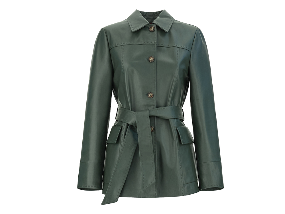 max-mara-giacca-in-pelle-nappata-con-cintura-in-vita-color-verde-scuro